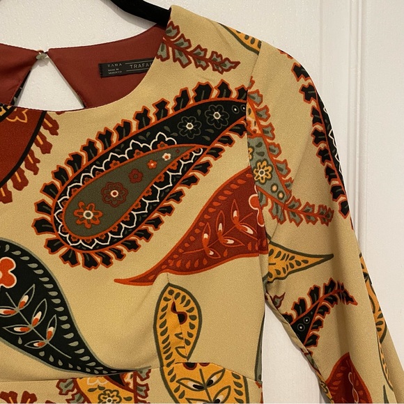 NWT ZARA Floral paisley Long Printed Shirt Dress S Fall Morocco - Picture 5 of 7